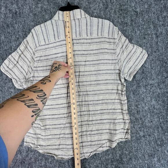 Ben Sherman Shirt Mens Extra Large Beige Linen Striped Beach Casual Festival - Picture 7 of 8